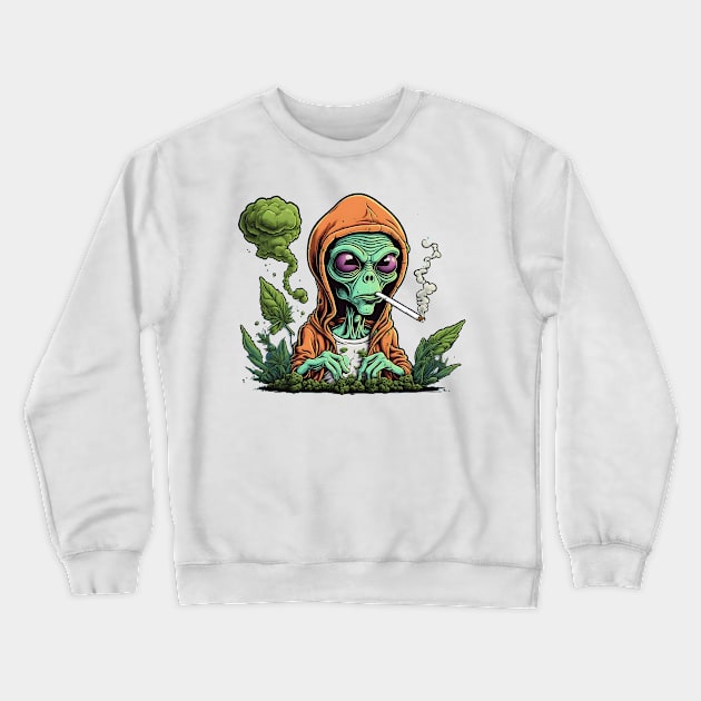 Alien Smoking Weed Crewneck Sweatshirt by Peter Awax